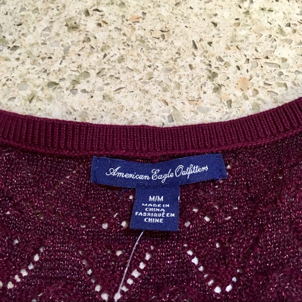 NWT AE Outfitters burgundy metallic sweater dress! - Picture 3 of 8